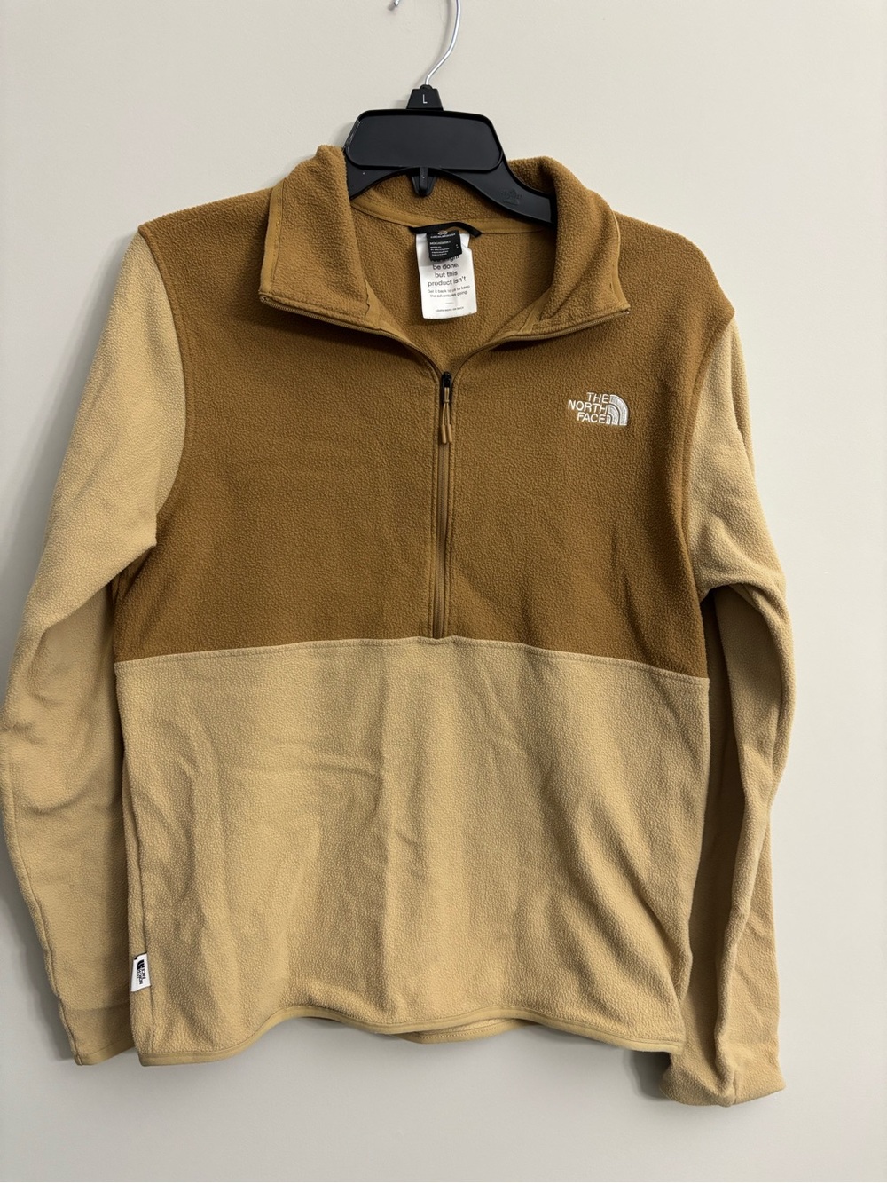 The North Face Men's Two-Tone Tan and Brown Half-Zip Fleece Pullover